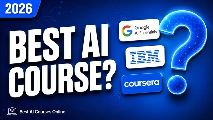 Thumbnail for the five best beginner AI courses comparison video